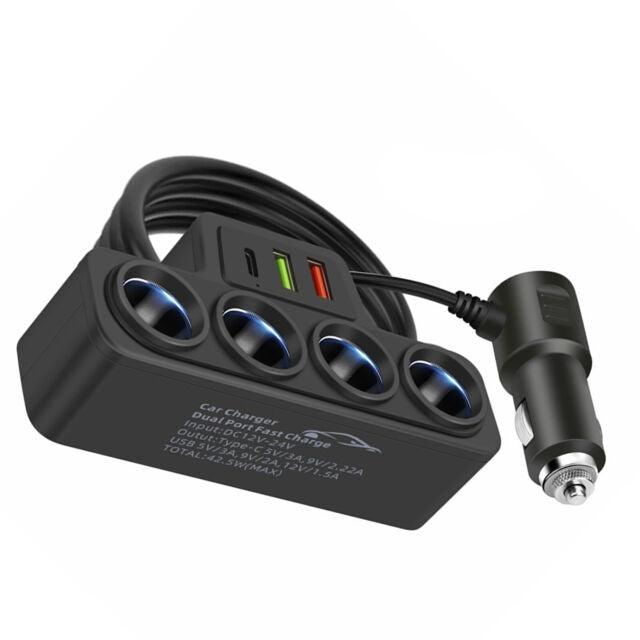 Разклонител за запалка с 4 гнезда 2 USB порта и 1 Type-C порт - Avtozona