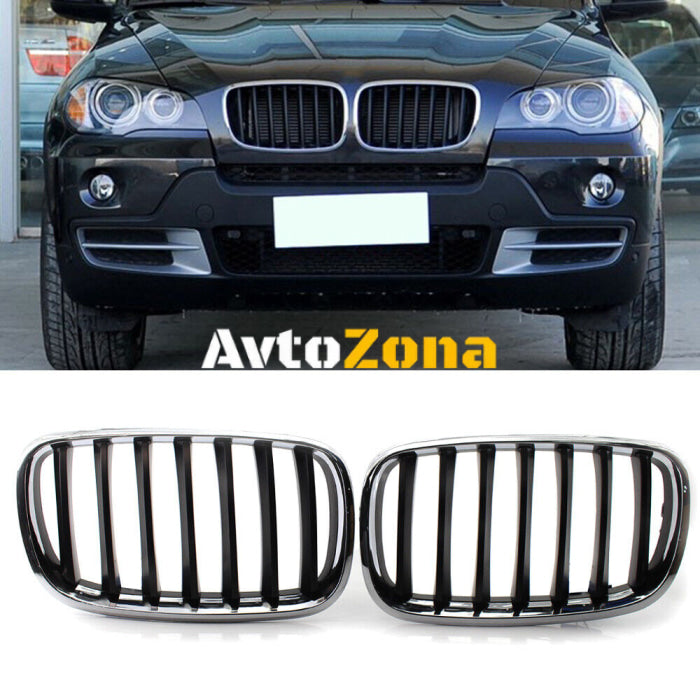 Решетка за BMW X5 E70 (2007-2013) - Chrome and Glossy Black - Avtozona