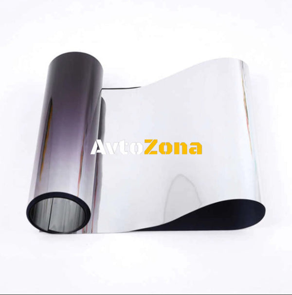 Сенник тип лента 20х150см Авто Фолио за Затъмняване на Стъкла Прозорци Черно-Сребрист Огледален Силвър - Avtozona