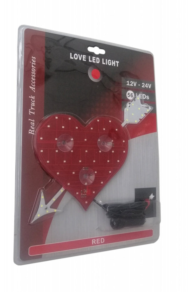 Сетодиодно светещo сърце + бяла стрелка в червено - бяло 12V - 24V 54 LED ЛЕД - Avtozona