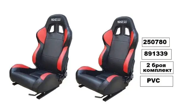 Спортни седалки SPARCO – Кожа черно и червено 2бр. в к-т - Avtozona