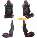 Спортни седалки тип Рекаро – Черни с червени акценти 2бр. в к-т - Avtozona