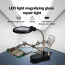 Стойка за поялник с LED лупа и щипки за лесно запояване - Avtozona