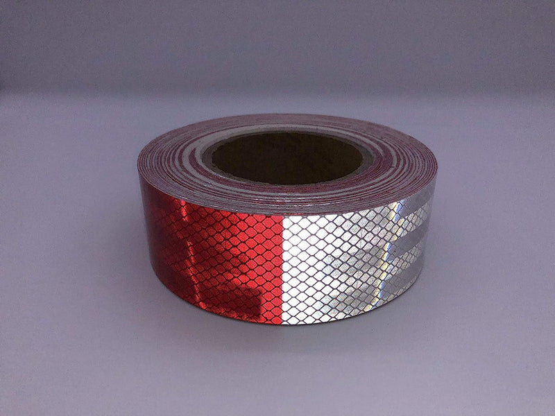 Светлоотразителна рефлекторна самозалепваща се лента фолио с висока фотометрична мощност 5 m x 5 cm червено - бяло - Avtozona