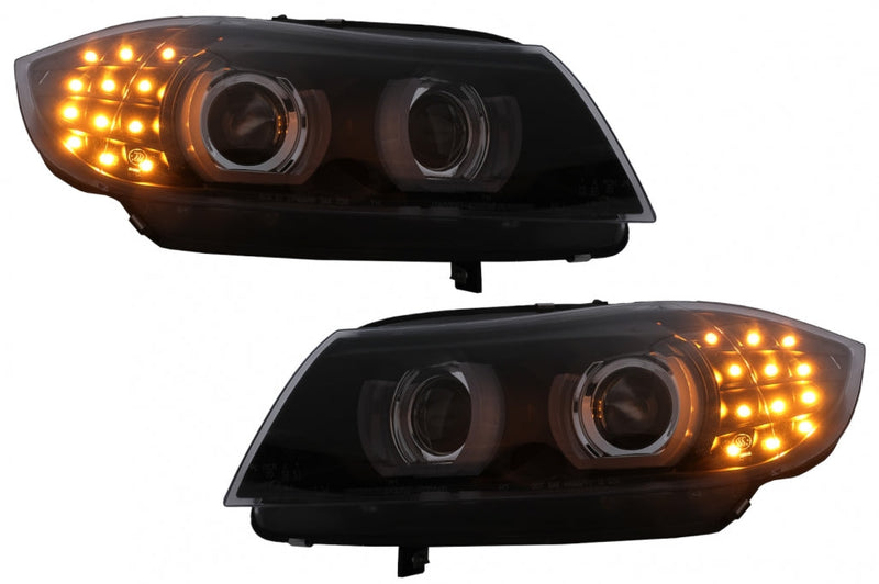 Тунинг 3D Angel Eyes LED Фарове за BMW 3 Series E90 E91 LCI with AFS (2008-2011) - Avtozona