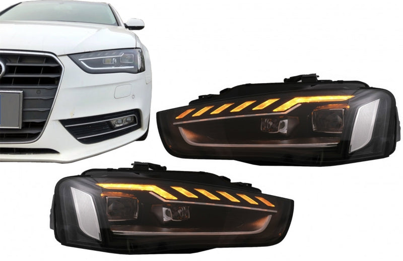 Тунинг Full LED Фарове за Audi A4 B8.5 Facelift (2012-2015) Dynamic Sequential Turning Light - Avtozona