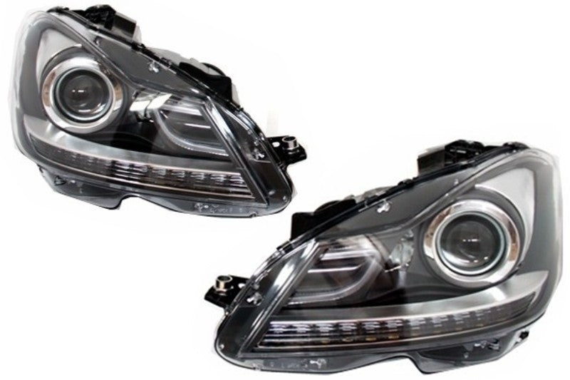 Тунинг LED DRL Bi-Xenon Фарове за Mercedes C-Class W204 Facelift (2011-2014) - Avtozona