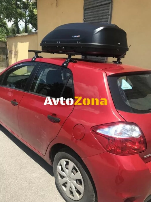 Автобокс Turino Compact 141x83x45cm с двустранно отваряне с ключ 360 литра - черен - Avtozona