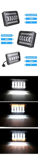 Универсалeн 5 инча ЛЕД LED фар лампа халоген 12V-24V къси/дълги с DRL дневни светлини мигач бяло-жълто 4000lm за АТВ джип камион трактор