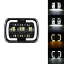 Универсалeн 5x7 инча ЛЕД LED фар лампа халоген 12V-24V къси/дълги с DRL дневни светлини мигач бяло-жълто 4800lm за АТВ джип камион трактор