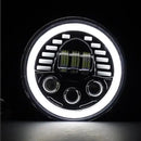 Универсален 7 инча 18см ЛЕД LED фар лампа халоген 12V-24V къси/дълги с DRL дневни светлини мигач бяло-жълто 7000lm за АТВ джип мотоциклет