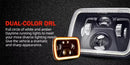 Универсален 60W ЛЕД LED фар лампа халоген 12V-24V къси/дълги с DRL дневни светлини мигач бяло-жълто 20 x 14cm за АТВ джип мотоциклет камион