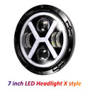 Универсален 7 инча 18см ЛЕД LED фар лампа халоген 12V-24V къси/дълги с DRL дневни светлини мигач бяло-жълто 4000lm за АТВ джип мотоциклет