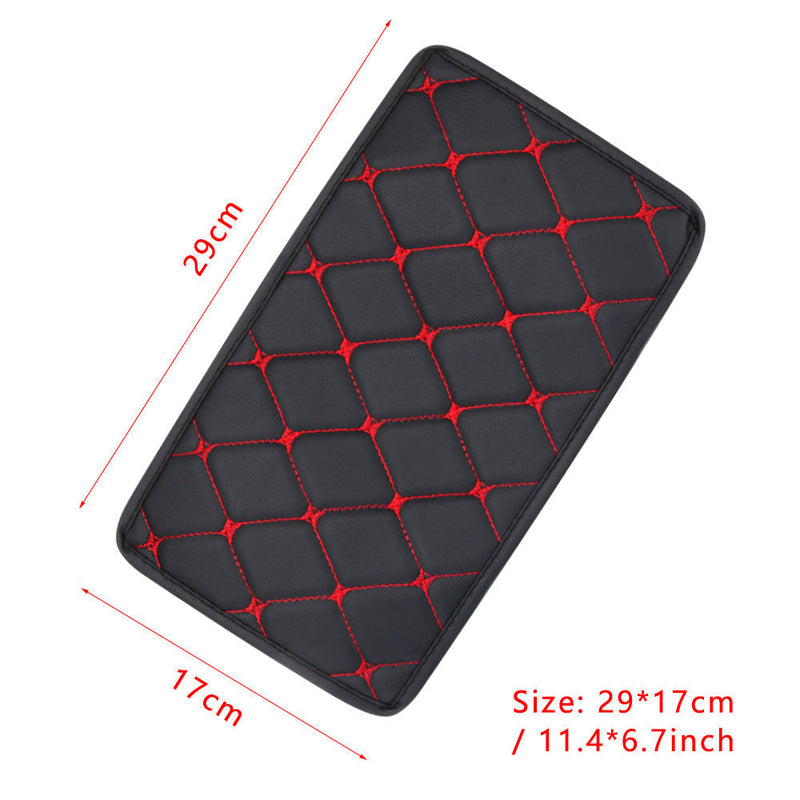 Универсален кожен калъф подложка за подлакътник на автомобил 29 cm x 17 cm черно с червен шев - Avtozona
