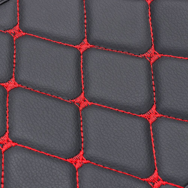 Универсален кожен калъф подложка за подлакътник на автомобил 29 cm x 17 cm черно с червен шев - Avtozona