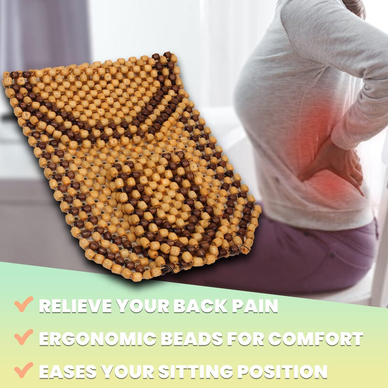 Универсален масажор масажна подложка за автомобилна седалка с дървени топчета бежово кафяво - Avtozona
