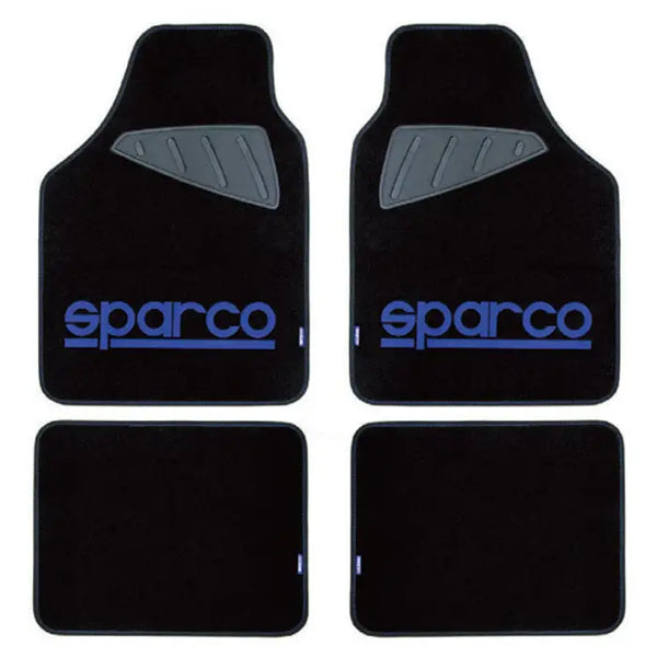 Универсални мокетни стелки Sparco SPC1901A черно-сини 4 части - Avtozona