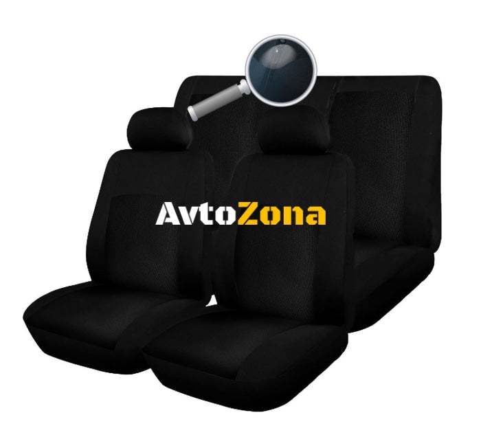 Универсална Авто тапицерия калъфи за седалки пълен комплект делима задна седалка с цип черна - Avtozona