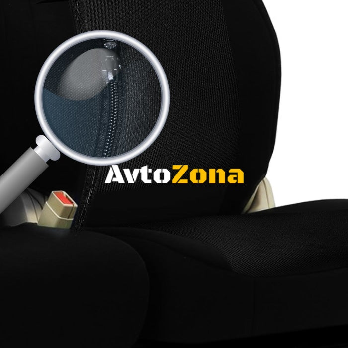 Универсална Авто тапицерия калъфи за седалки пълен комплект делима задна седалка с цип черна - Avtozona