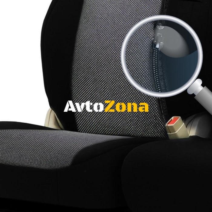 Универсална Авто тапицерия калъфи за седалки пълен комплект делима задна седалка с цип сива - Avtozona