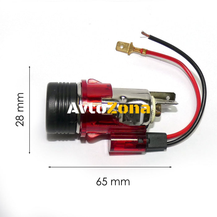 Универсална запалка за автомобил 12V с вградена червена светлина 28мм-29мм - Avtozona