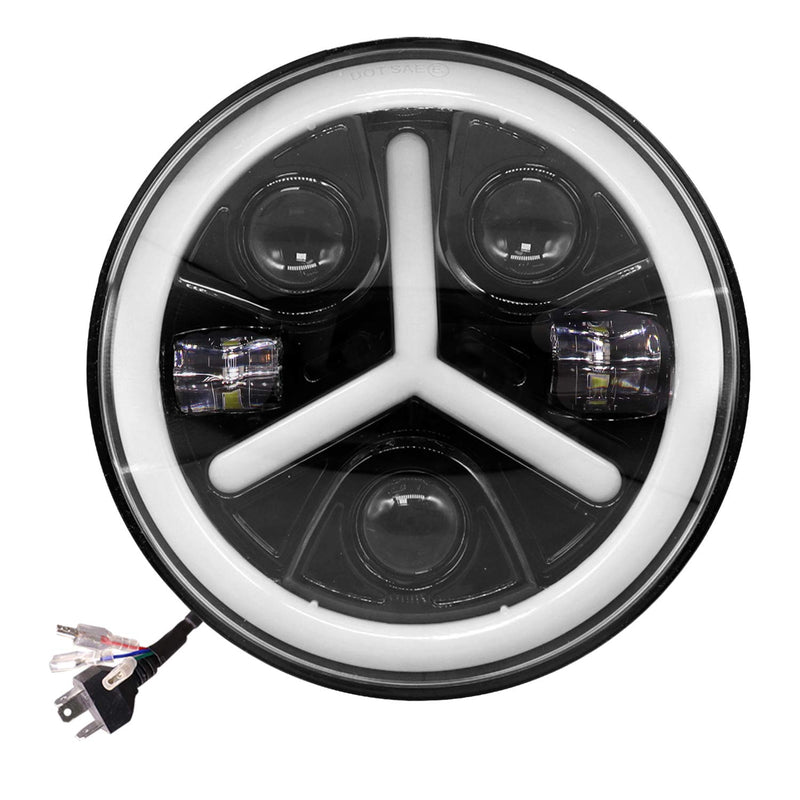 Универсален 7 инча 18см ЛЕД LED фар лампа халоген 12V-24V къси/дълги с DRL дневни