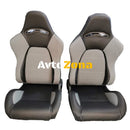 Универсални спортни седалки за МПС – Черно със сиво кожени 2бр. в к-т - Avtozona