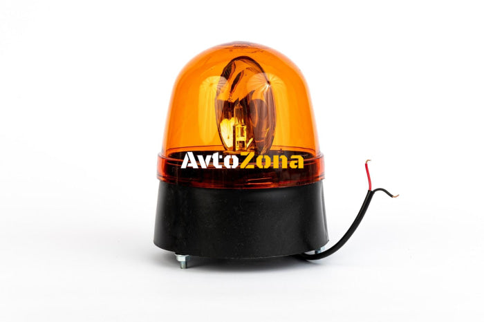 Въртяща Сигнална Аварийна Оранжева Лампа Маяк с Крушка 12V - 24V Ø 146mm - Avtozona