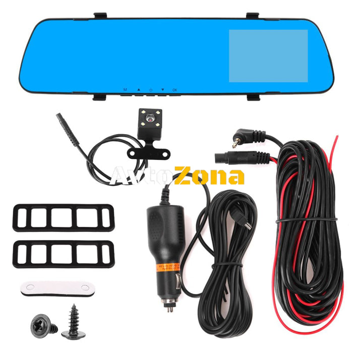Видеорегистратор DVR 1080 FULL HD с 4’’ LCD дисплей в огледалото и камера за задно виждане и запис - Avtozona
