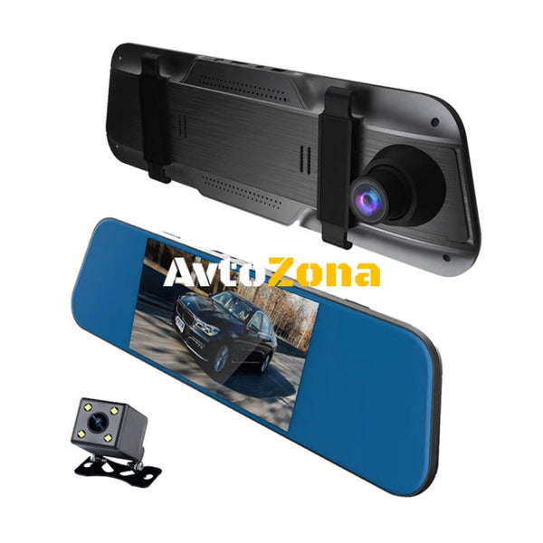 Видеорегистратор DVR 1080 FULL HD с 5,5’ LCD Touch screen дисплей в огледалото и камера за задно виждане и запис - Avtozona