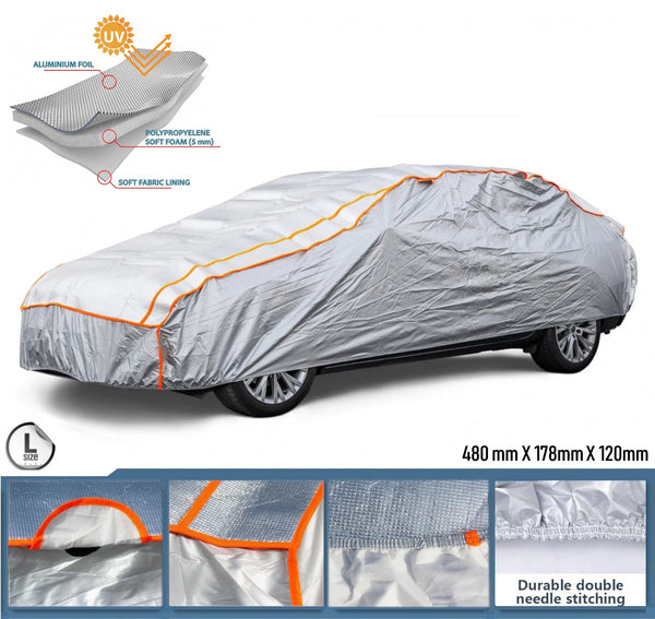 Водоустойчиво покривало против градушка с алуминиево покритие за автомобил размер L - 480cm x 178cm x 120cm - Avtozona