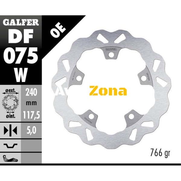 Заден спирачен диск Galfer WAVE FIXED 240x5mm DF075W - Avtozona